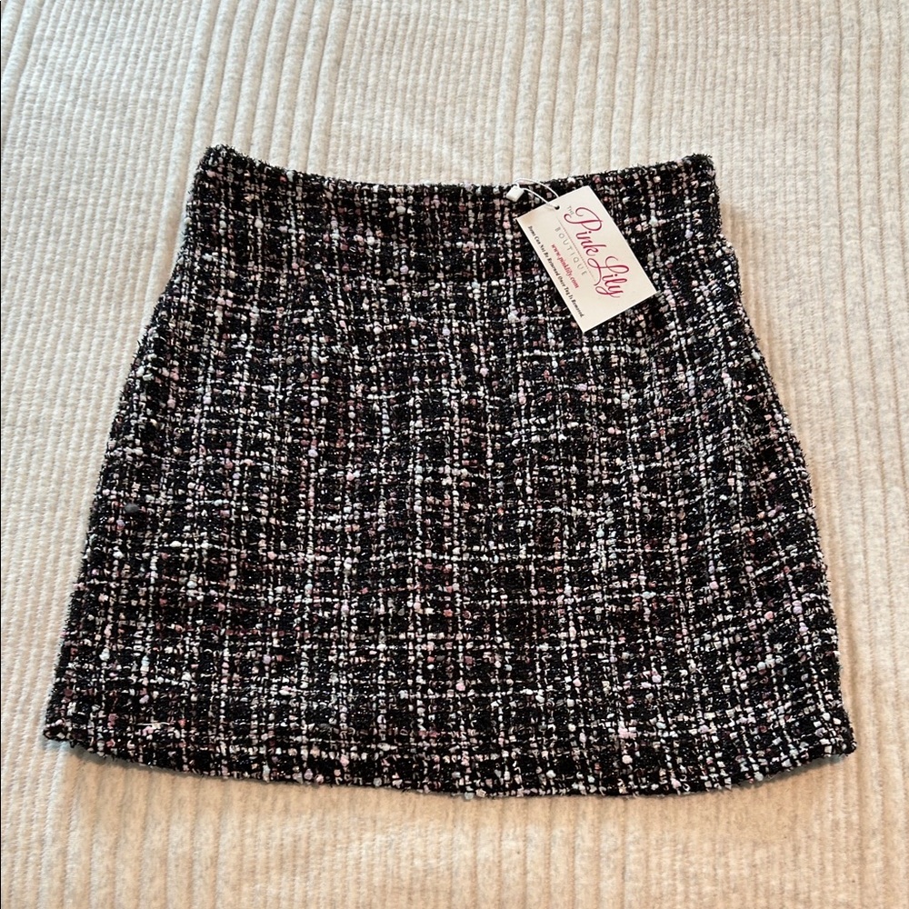 Pink Lily Classic Tweed Mini Skirt